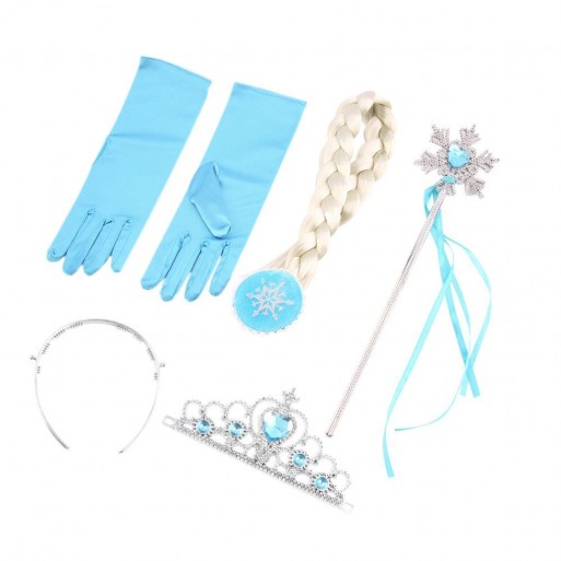 Elsa Princess Dress-Up Accessory Set: Gloves, Wig, Crown, Wand